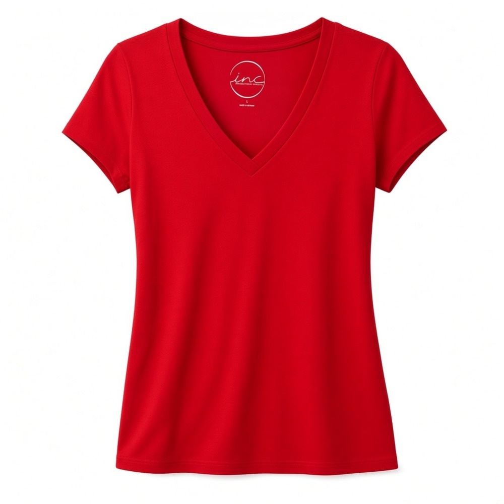 inc International Concepts V-Neck Short Sleeve Tee Size L Red